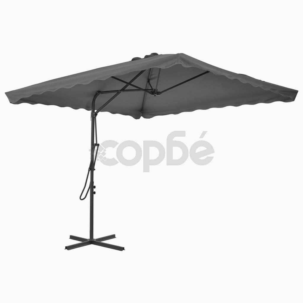 Градински чадър със стоманен прът, 250x250 см, антрацит
