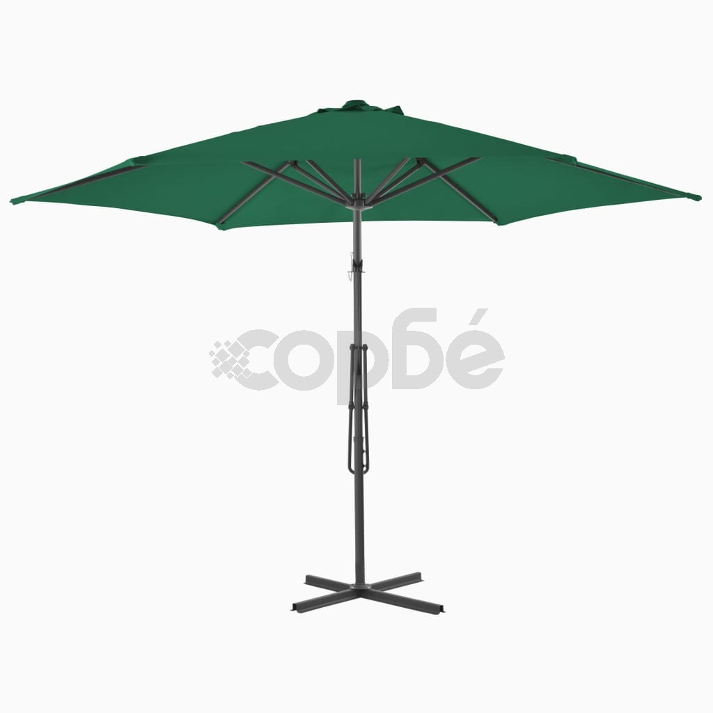 Градински чадър със стоманен прът, 300 см, зелен