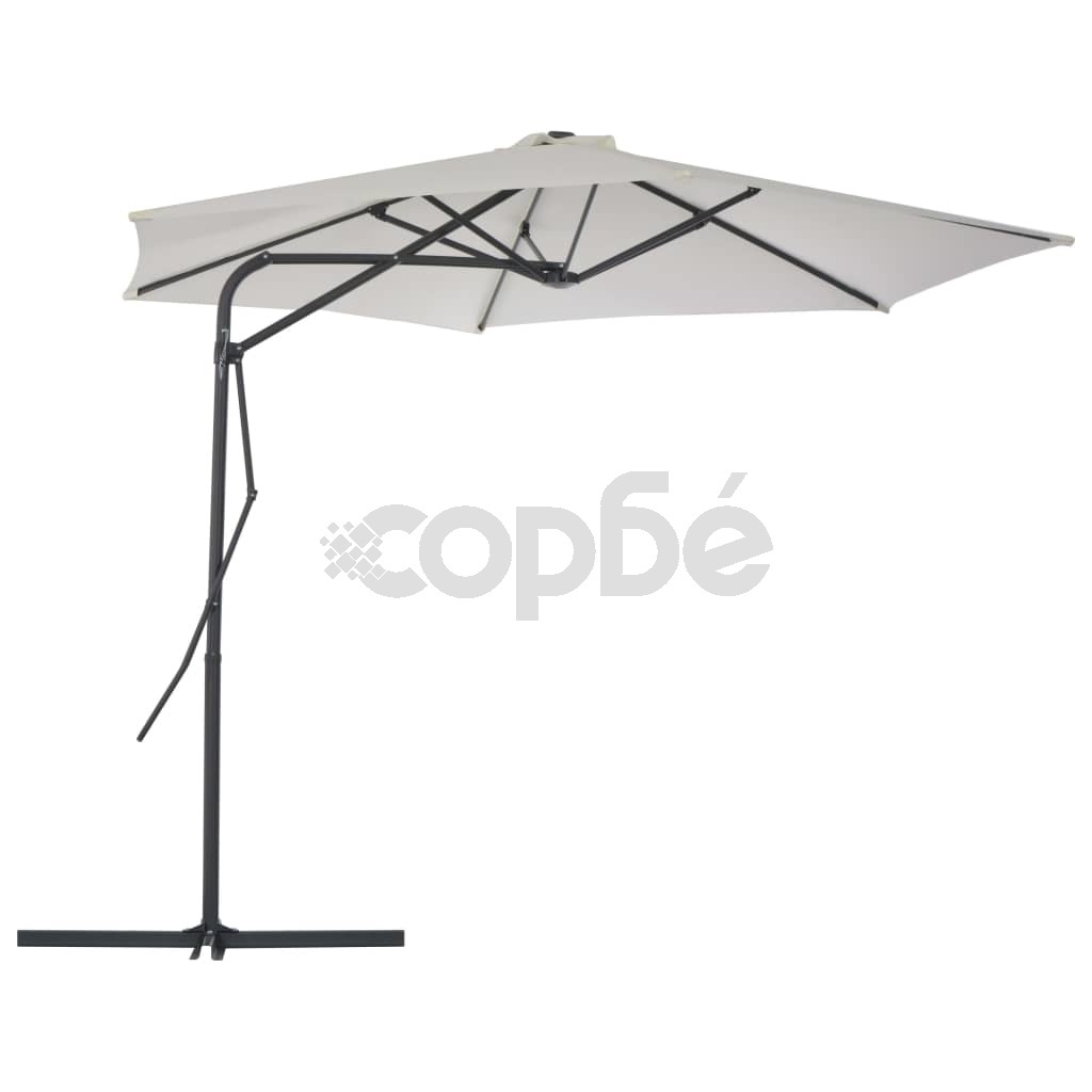 Градински чадър със стоманен прът, 300 см, пясъчен