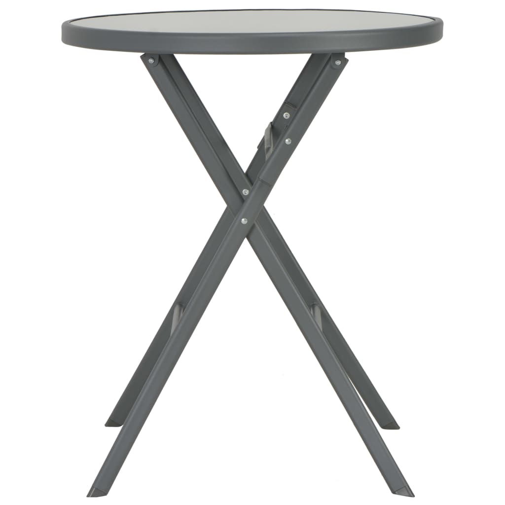 Сгъваема бистро маса, сива, 60x70 см, стъкло и стомана