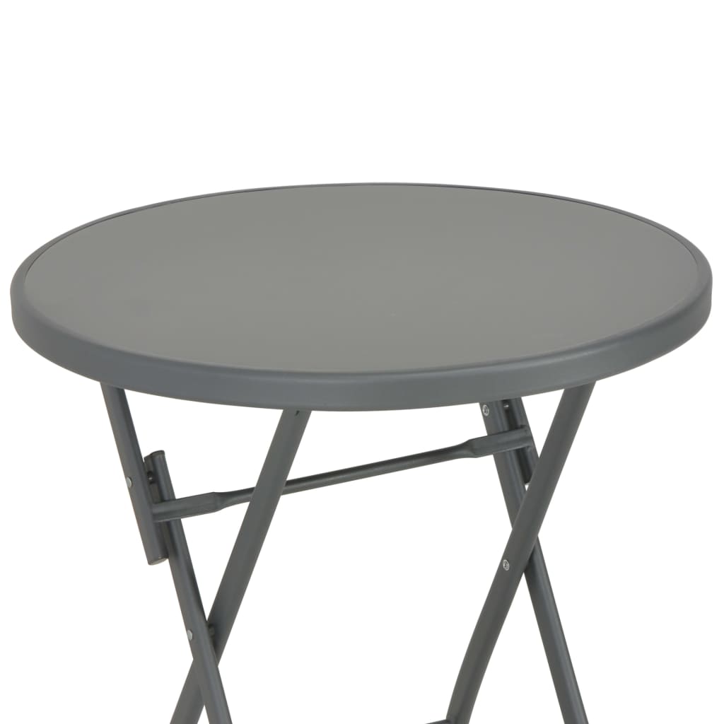 Сгъваема бистро маса, сива, 60x70 см, стъкло и стомана
