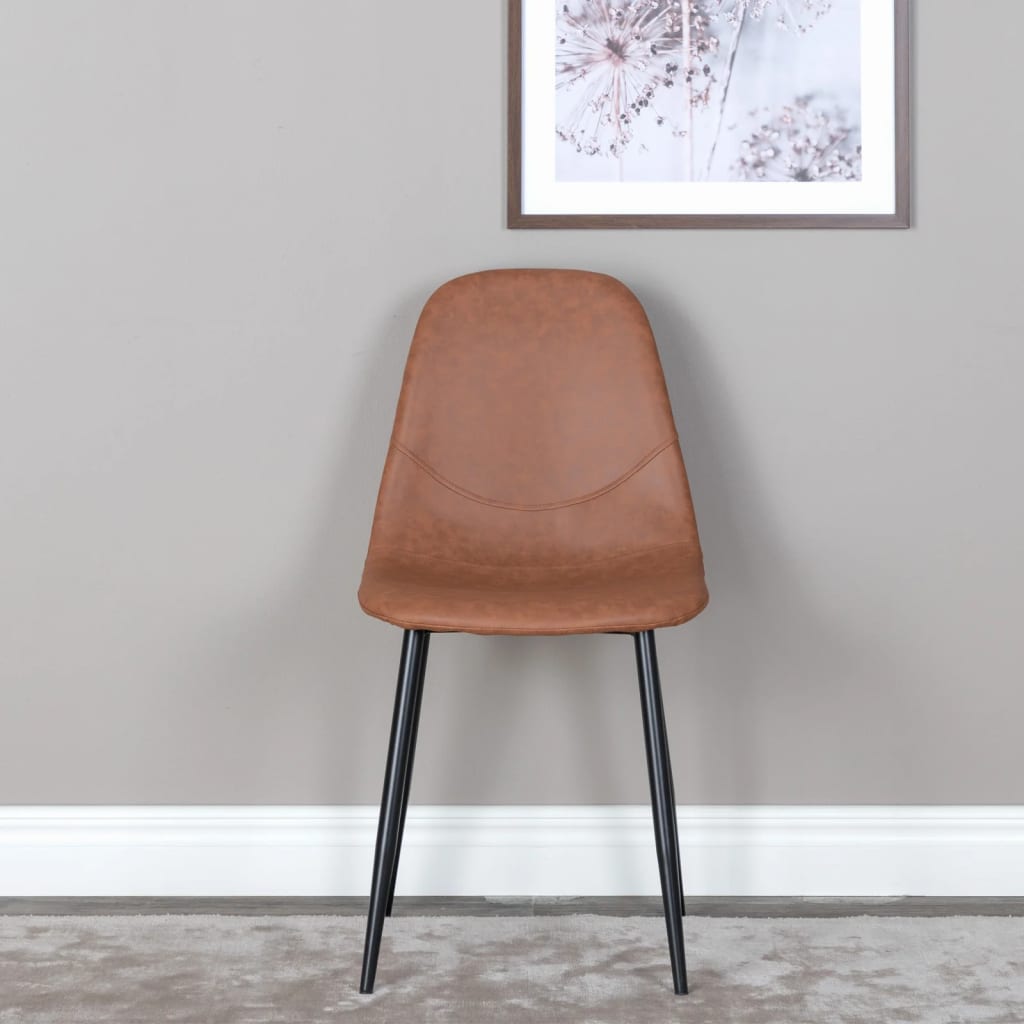 Venture Home Трапезни столове Polar 2 бр кожена визия кафяво и черно