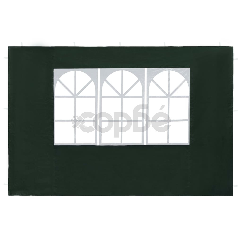 Странични стени за парти шатра, 2 бр, с прозорци, PE, зелени