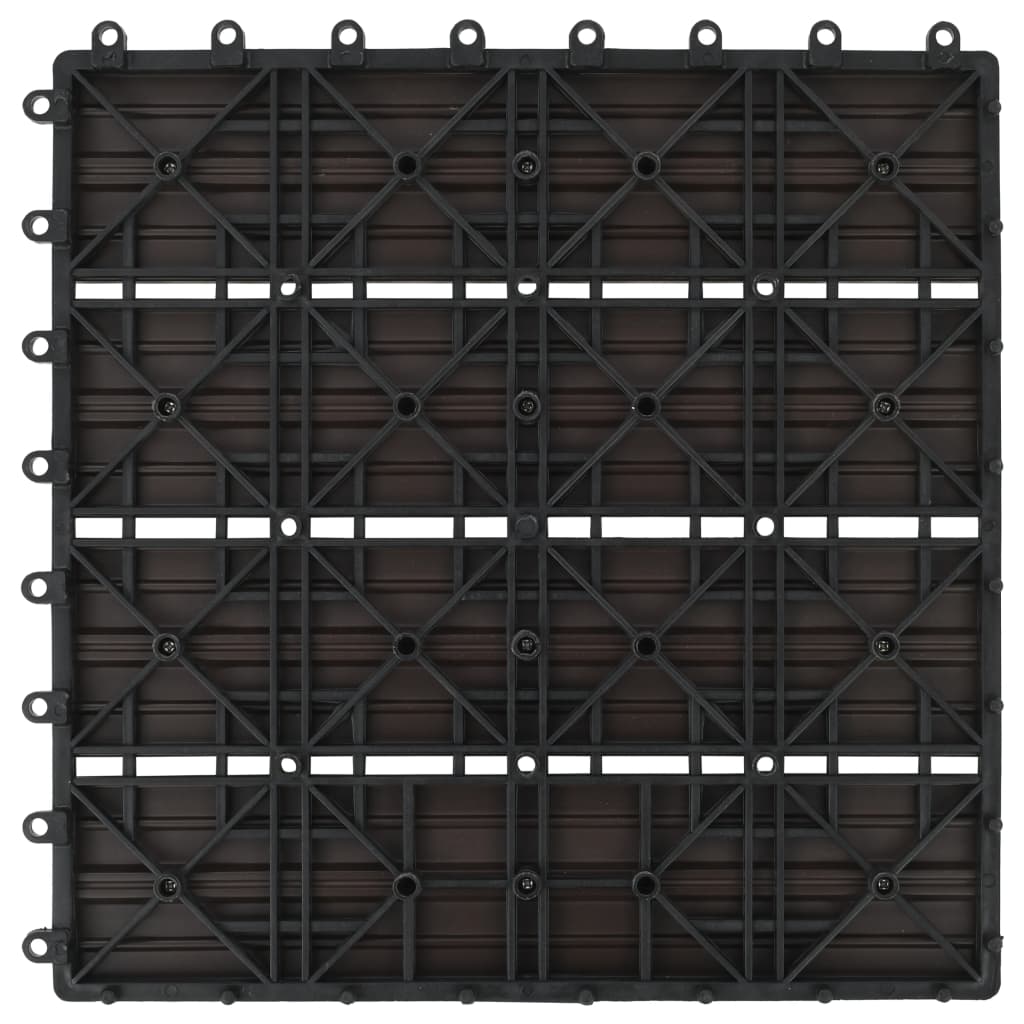 11 бр декинг плочки, WPC, 30x30 см, 1 кв.м., тъмнокафяви
