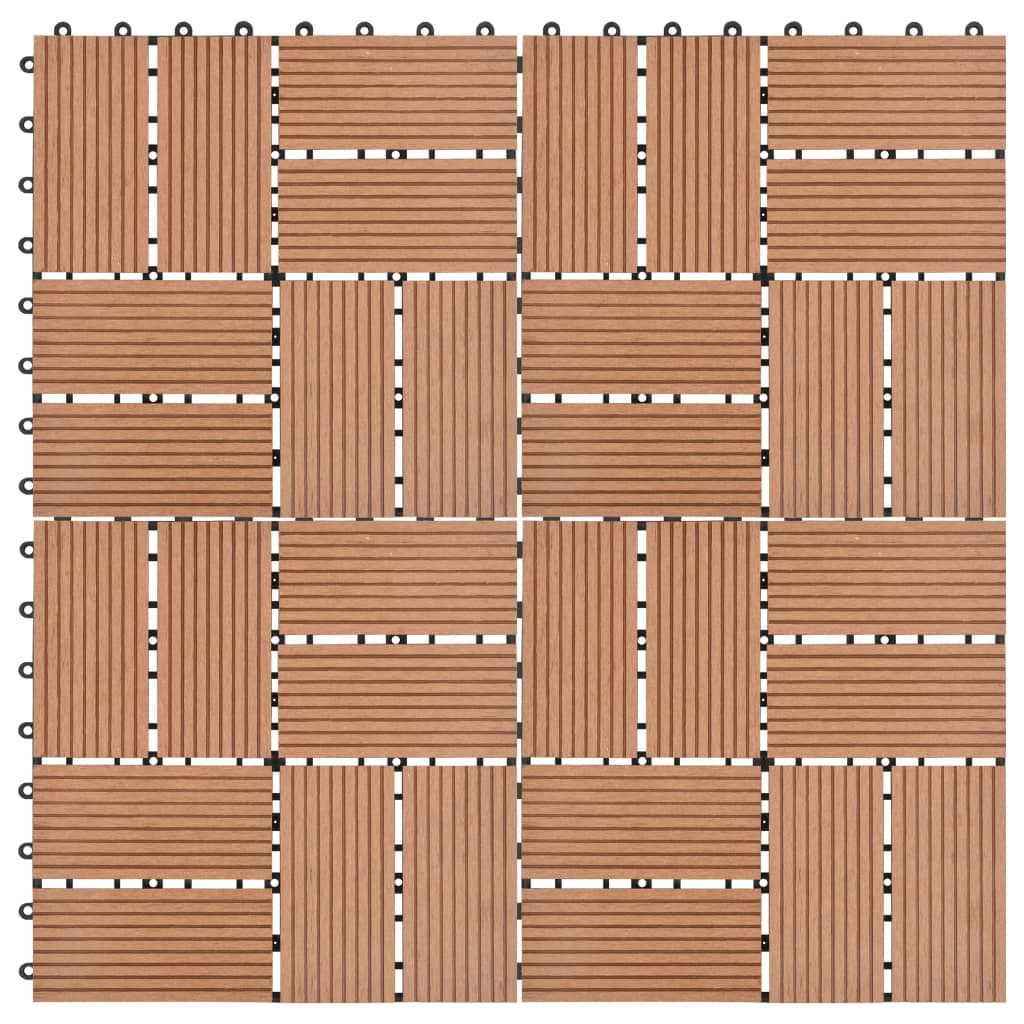 11 бр декинг плочки, WPC, 30x30 см, 1 кв.м., кафяви
