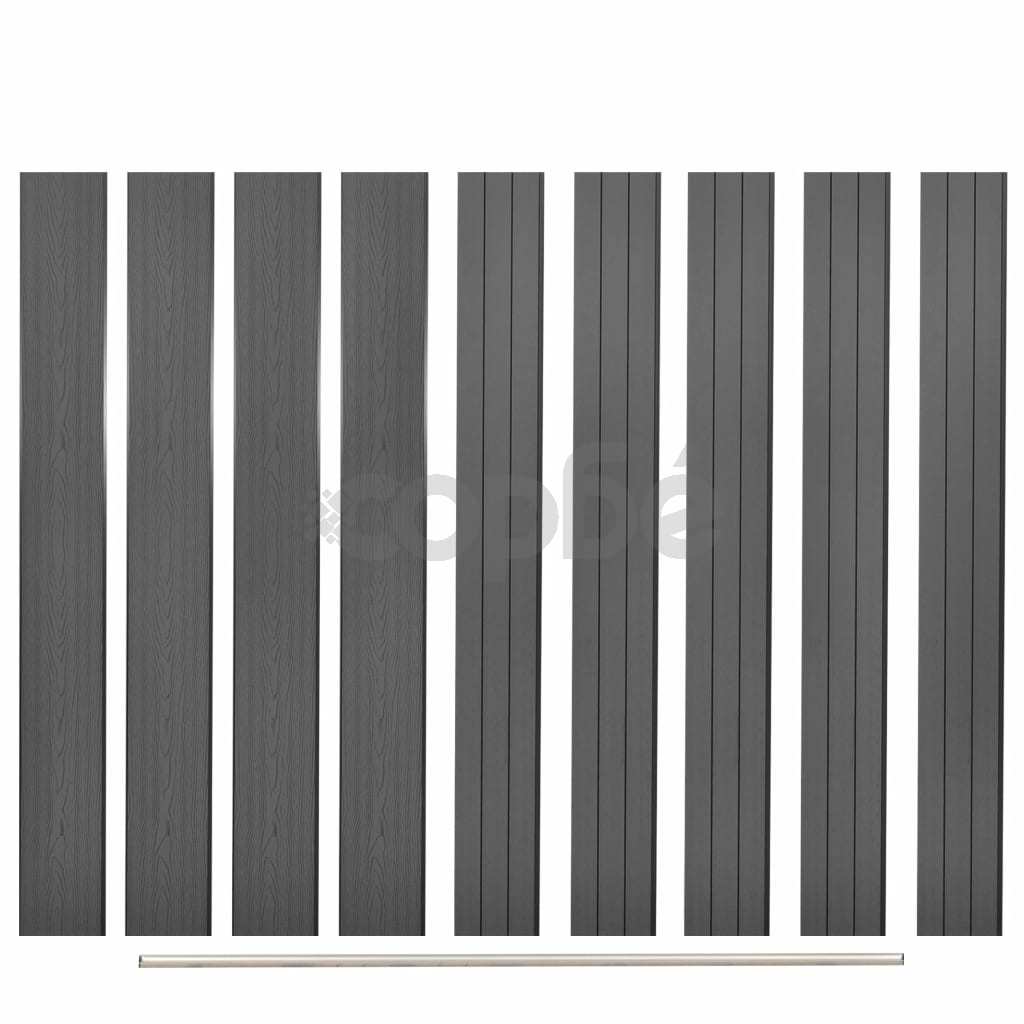 Резервни дъски за ограда, 9 бр, WPC, 170 см, сиви