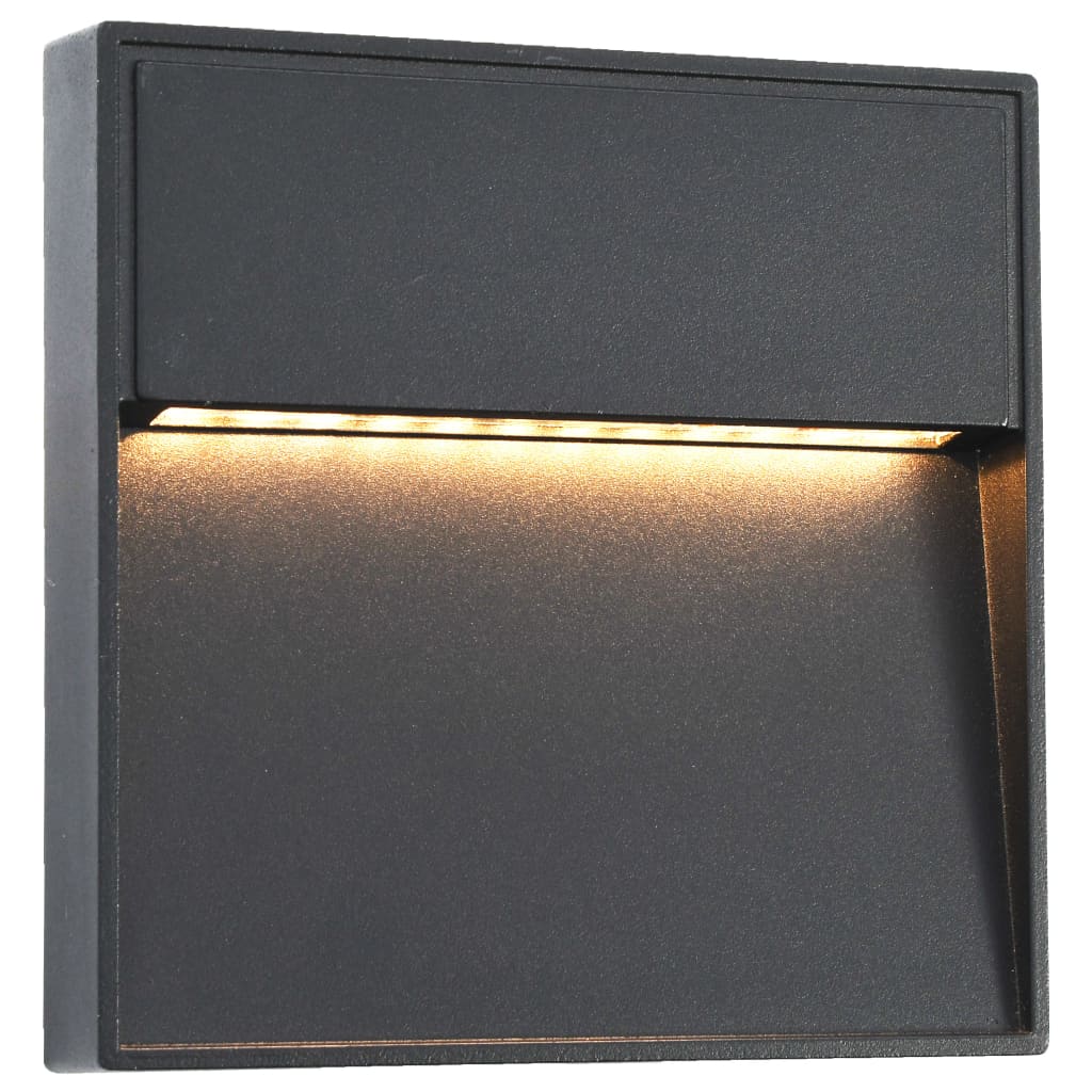 Фасадни LED аплици, 2 бр, 3 W, черни, квадратни
