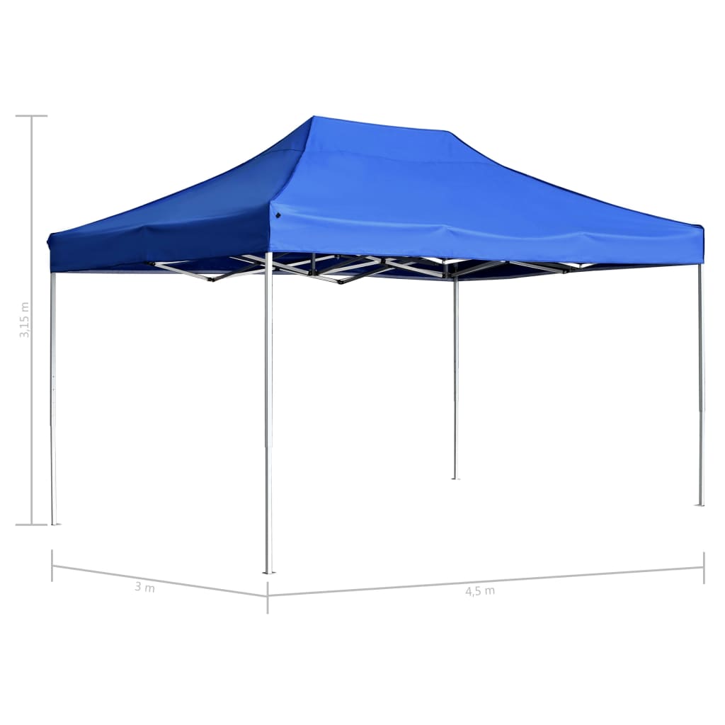 Професионална сгъваема шатра, алуминий, 4,5х3 м, синя