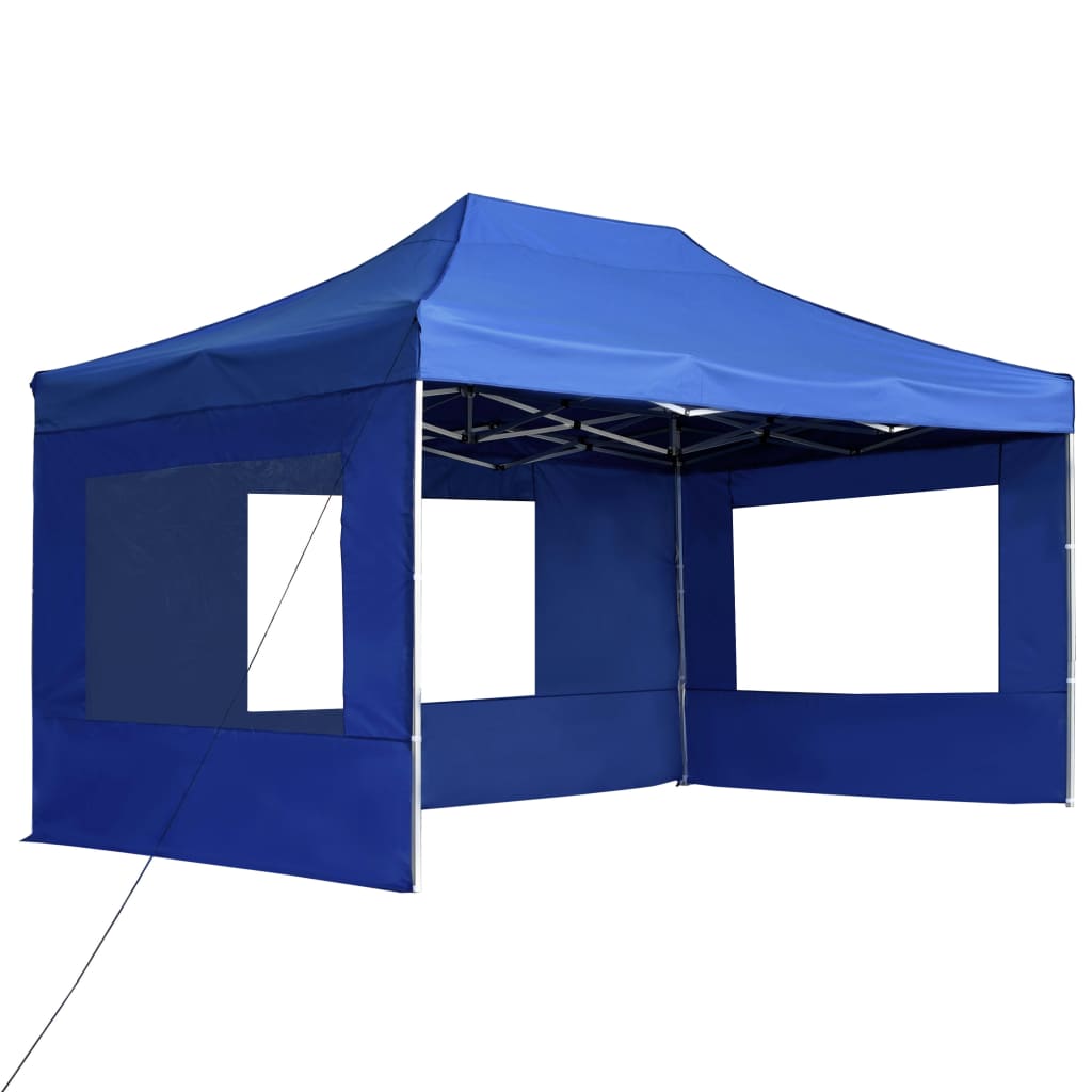 Професионална сгъваема шатра + стени алуминий 4,5х3 м синя