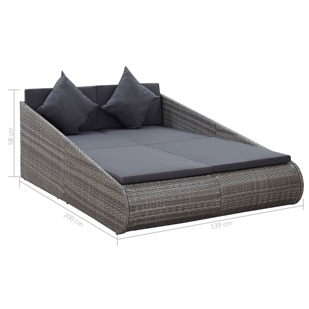 Градинско легло, сиво, 200x139 см, полиратан