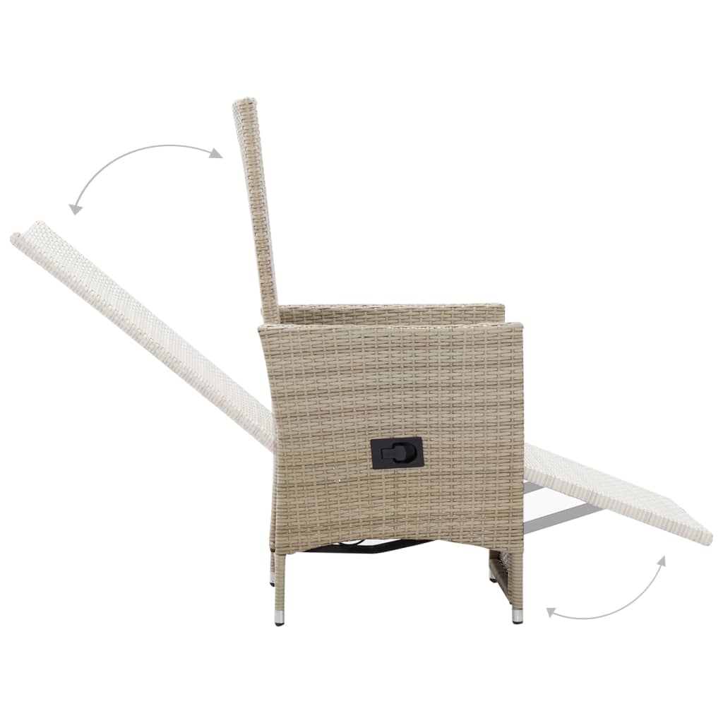 Накланящи градински столове с възглавници 2 бр полиратан бежови