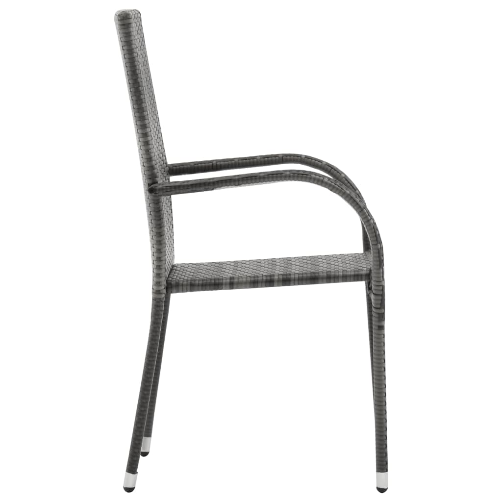 Стифиращи външни столове, 2 бр, сиви, полиратан