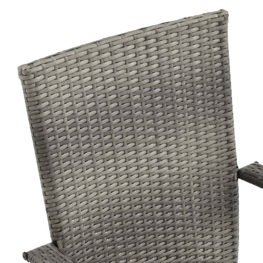 Стифиращи външни столове, 2 бр, сиви, полиратан