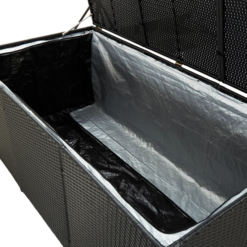 Градински сандък за съхранение, полиратан, 180x90x75 см, черен