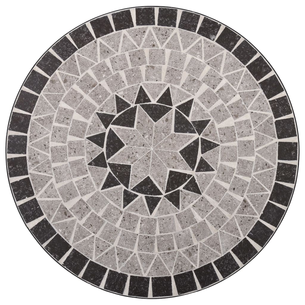 Мозаечна бистро маса, сива, 61 см, керамика