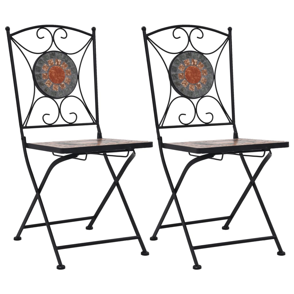Мозаечни бистро столове, 2 бр, оранжеви/сиви
