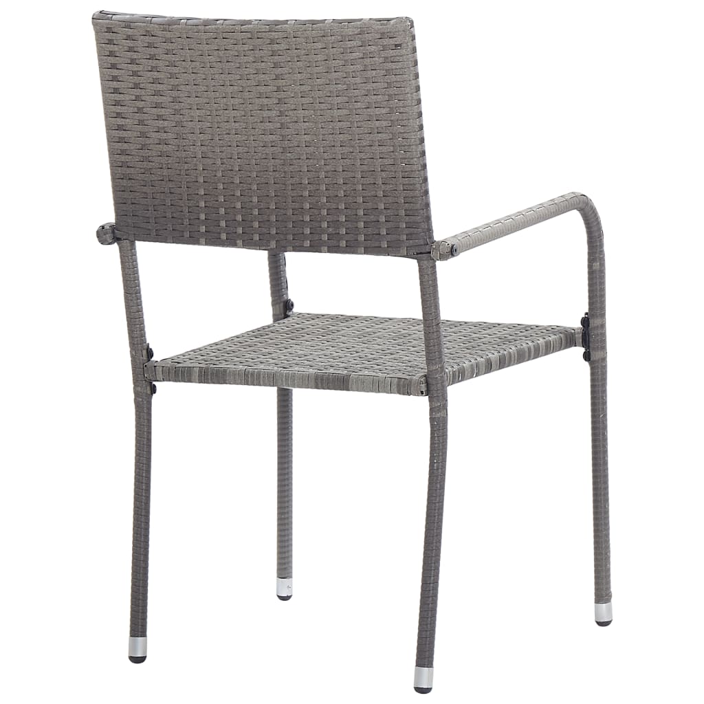 Външни трапезни столове, 2 бр, полиратан, сиви