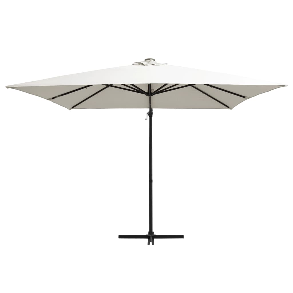 Чадър чупещо рамо LED лампи и стоманен прът 250x250 см пясъчен