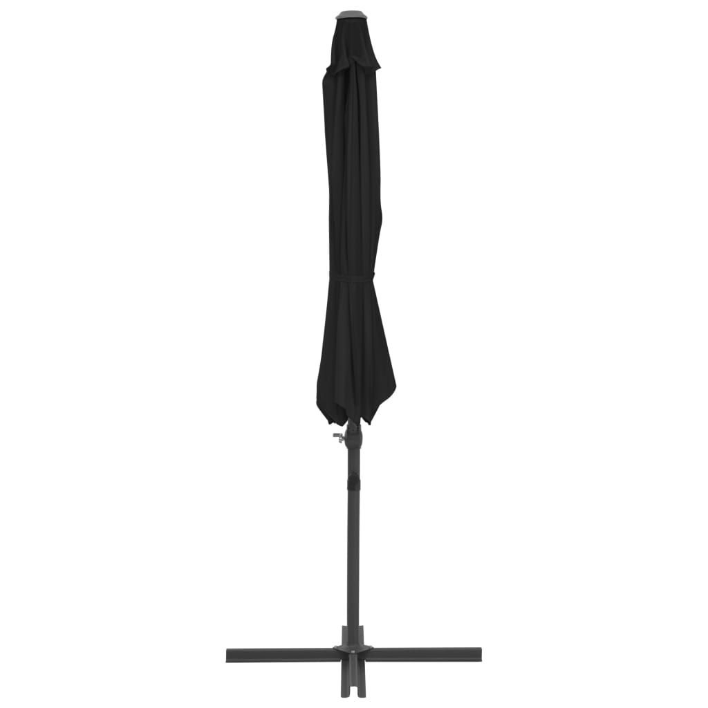Градински чадър чупещо рамо и стоманен прът черен 300 см 
