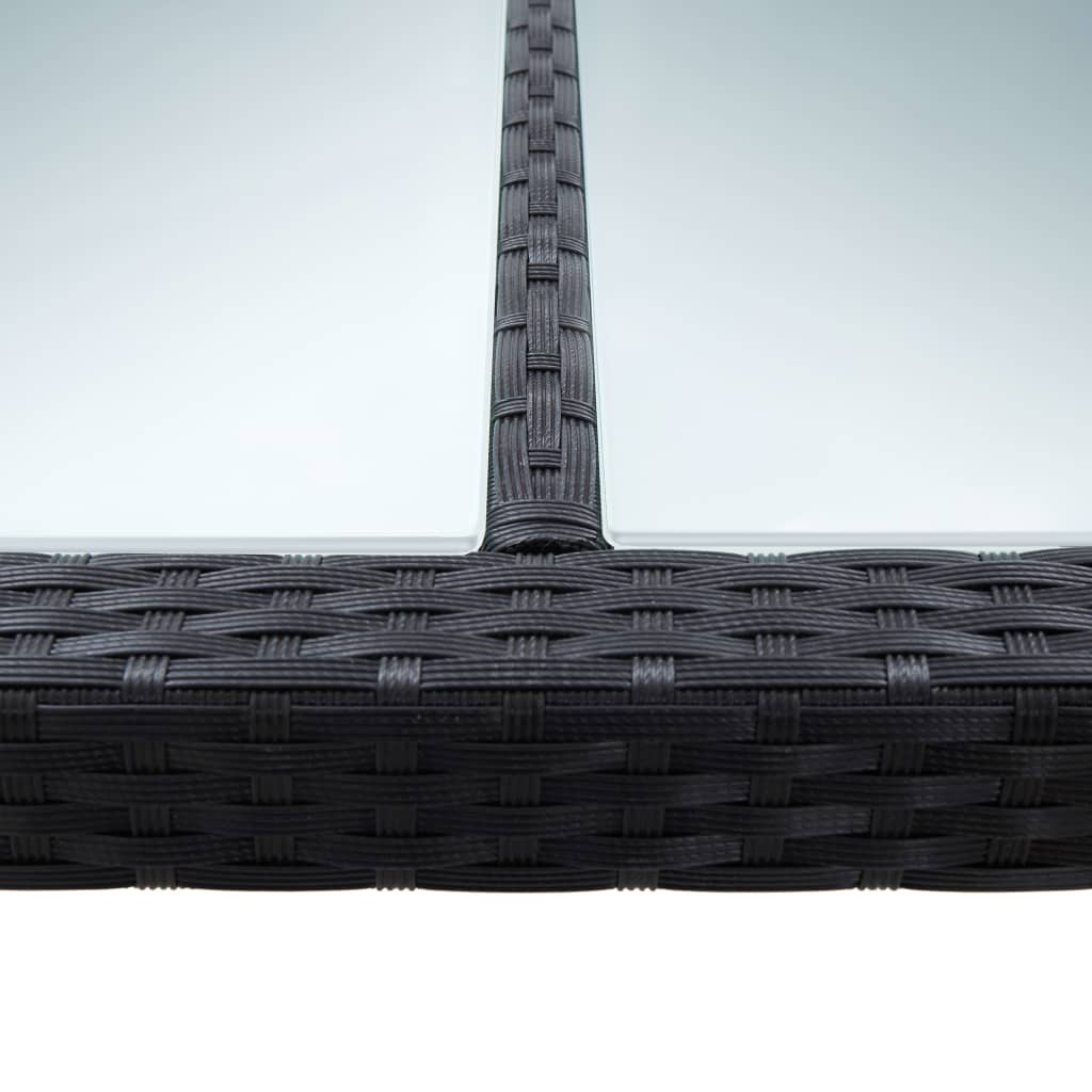 Градинска трапезна маса, черна, 200x150x74 см, полиратан