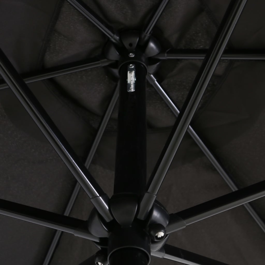 Градински чадър с метален прът, 300x200 см, черен