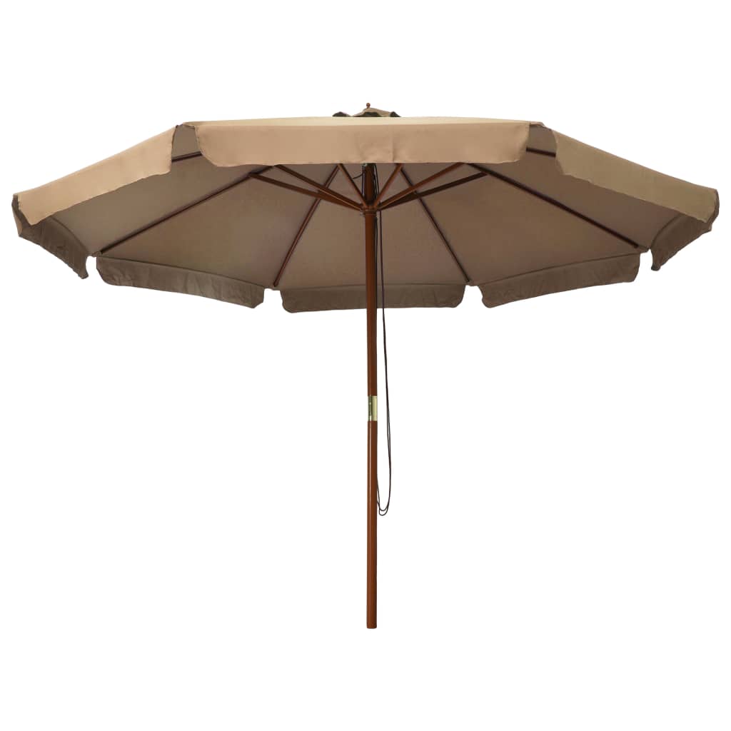 Градински чадър с дървен прът, 330 см, таупе