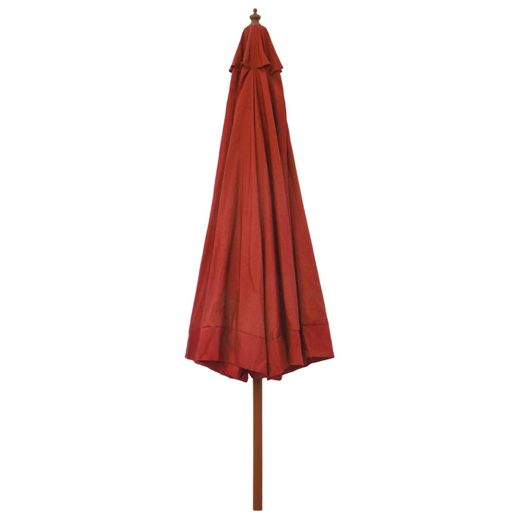 Градински чадър с дървен прът, 330 см, теракота
