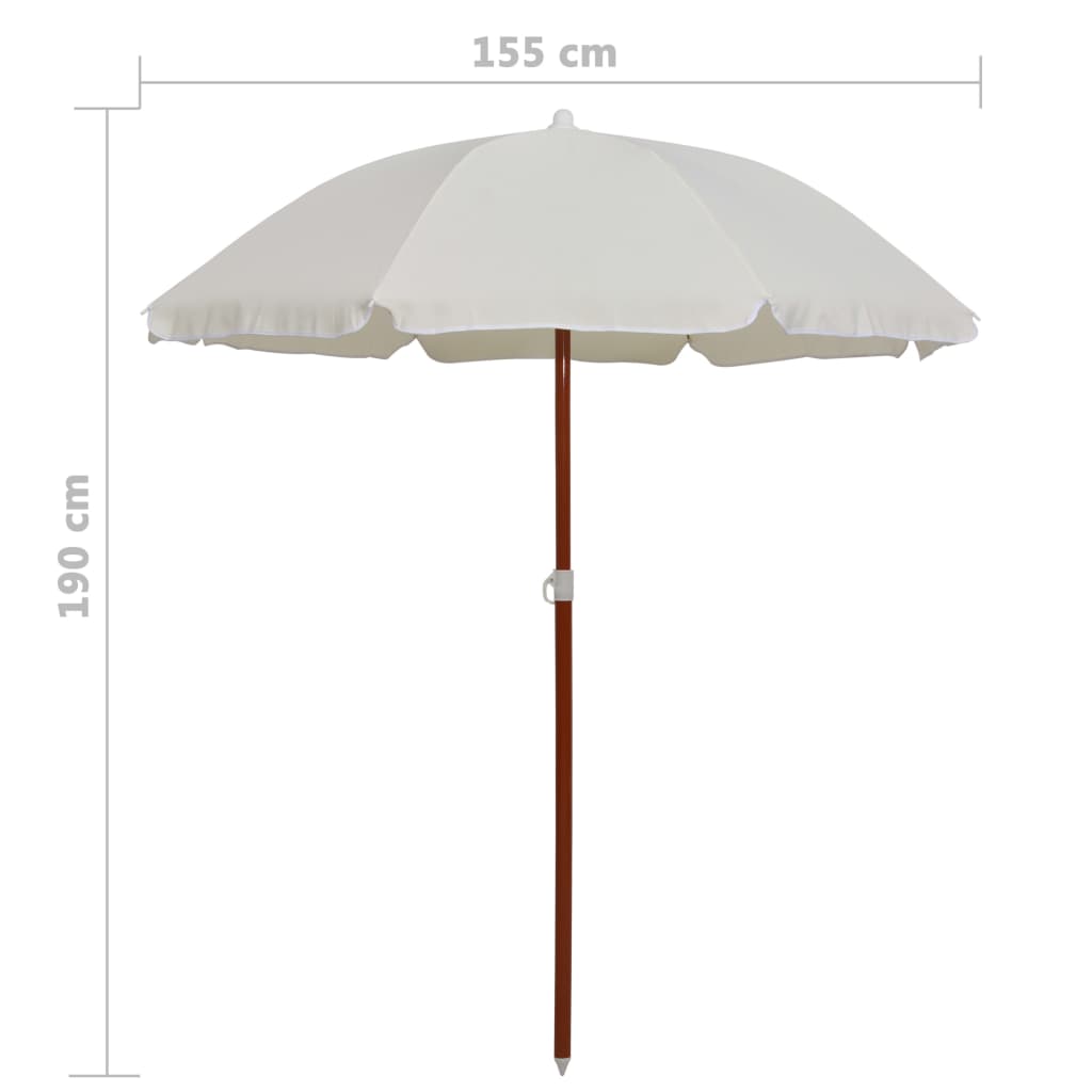 Чадър със стоманен прът, 180 см, пясъчен