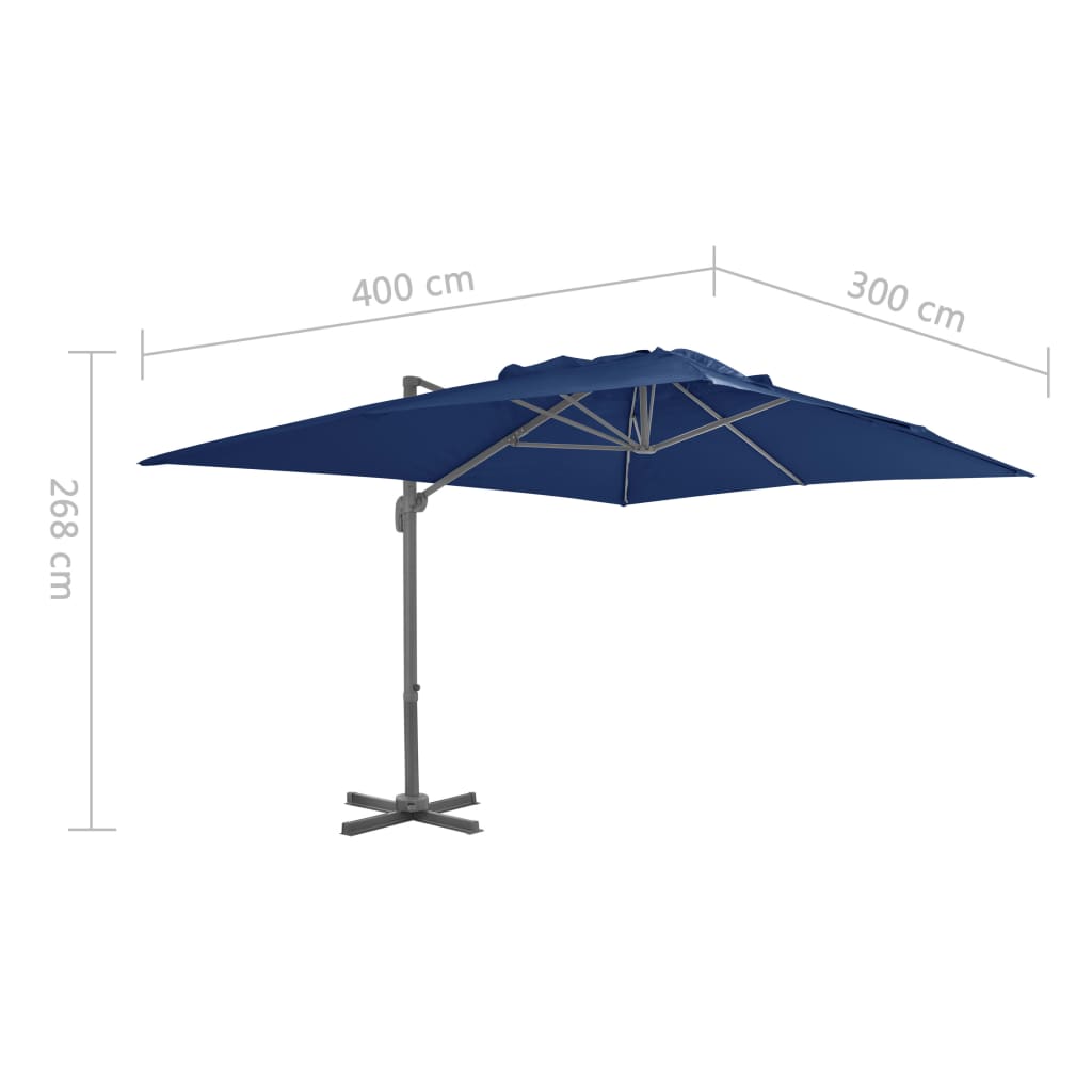Градински чадър чупещо рамо с алуминиев прът 4x3 м морскосин