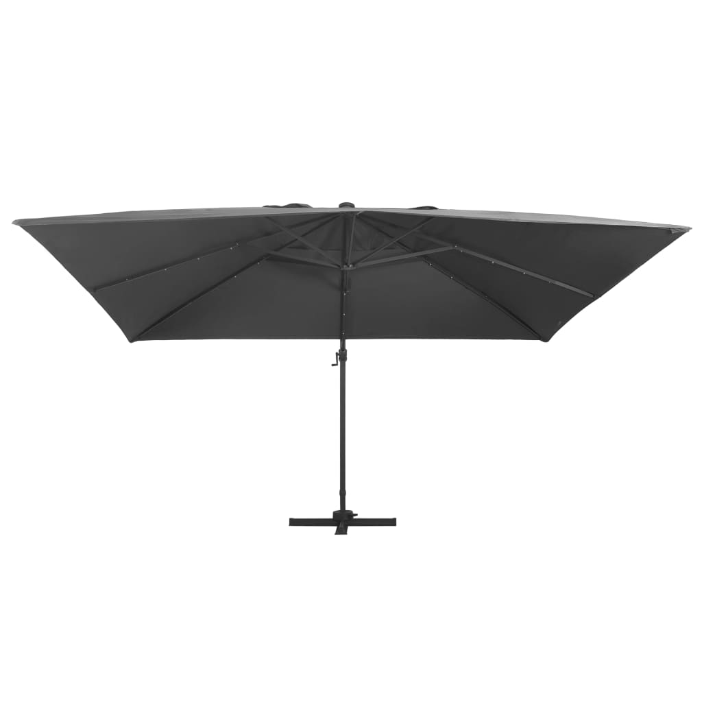 Конзолен чадър с LED лампи и алуминиев прът 400x300 см антрацит