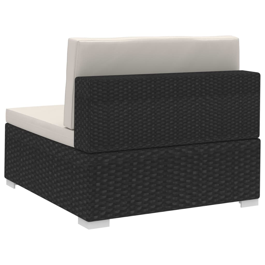 Модулни ъглови фотьойли с възглавници, 2 бр, черен полиратан