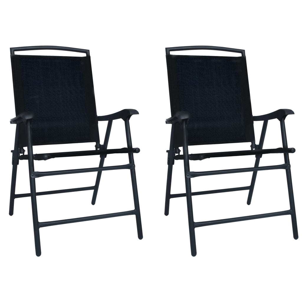 Сгъваеми градински столове, 2 бр, textilene, черни