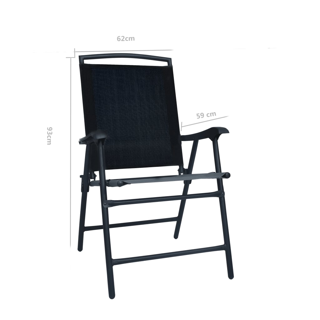 Сгъваеми градински столове, 2 бр, textilene, черни
