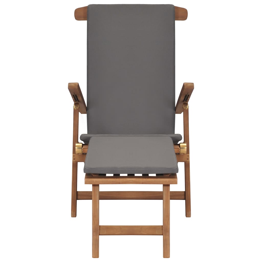 Стол за веранда с възглавница, тъмносив, тиково дърво масив