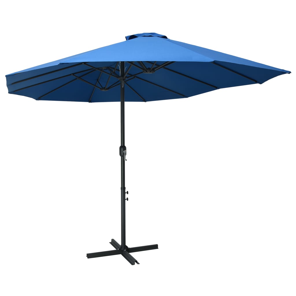 Градински чадър с алуминиев прът, 460x270 см, син
