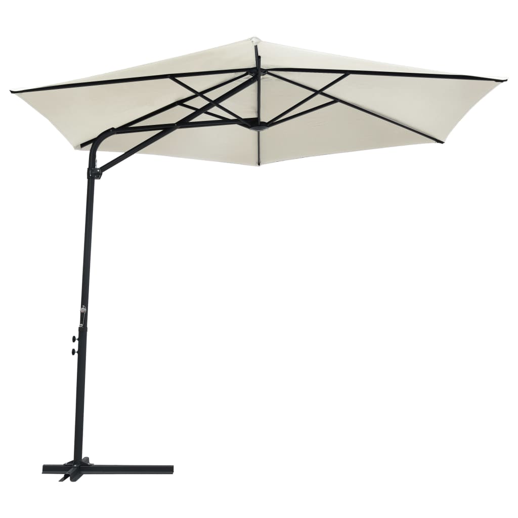 Градински чадър със стоманен прът, 300 см, пясъчнобял