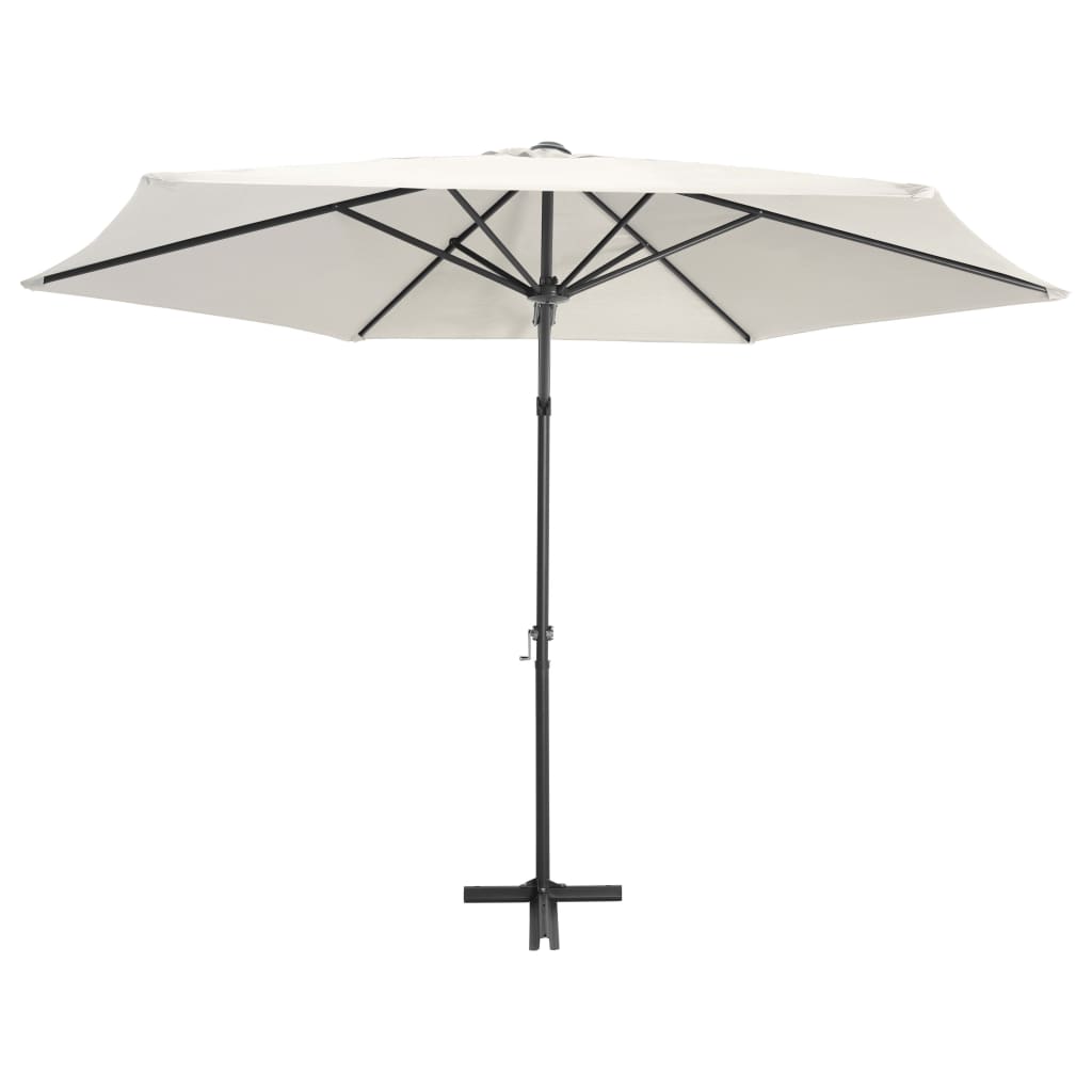 Градински чадър със стоманен прът, 300 см, пясъчнобял