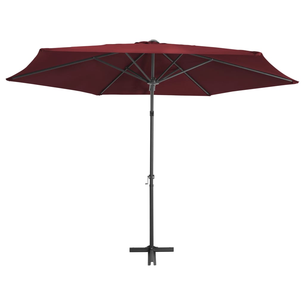 Градински чадър със стоманен прът, 300 см, бордо