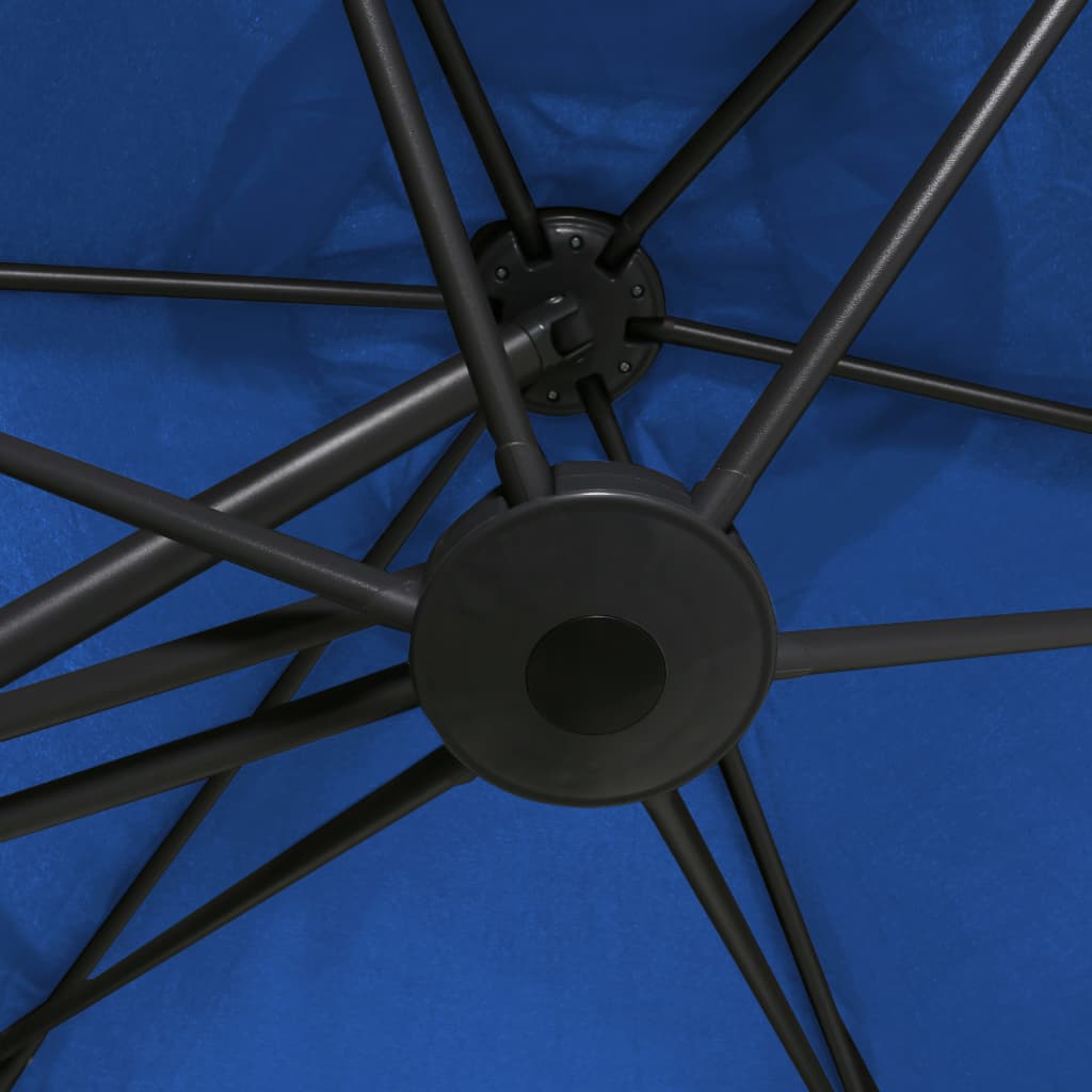 Градински чадър със стоманен прът, 300 см, лазурносин
