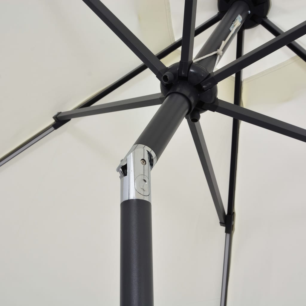 Чадър с LED светлини и алуминиев прът, 300 см, пясъчнобял