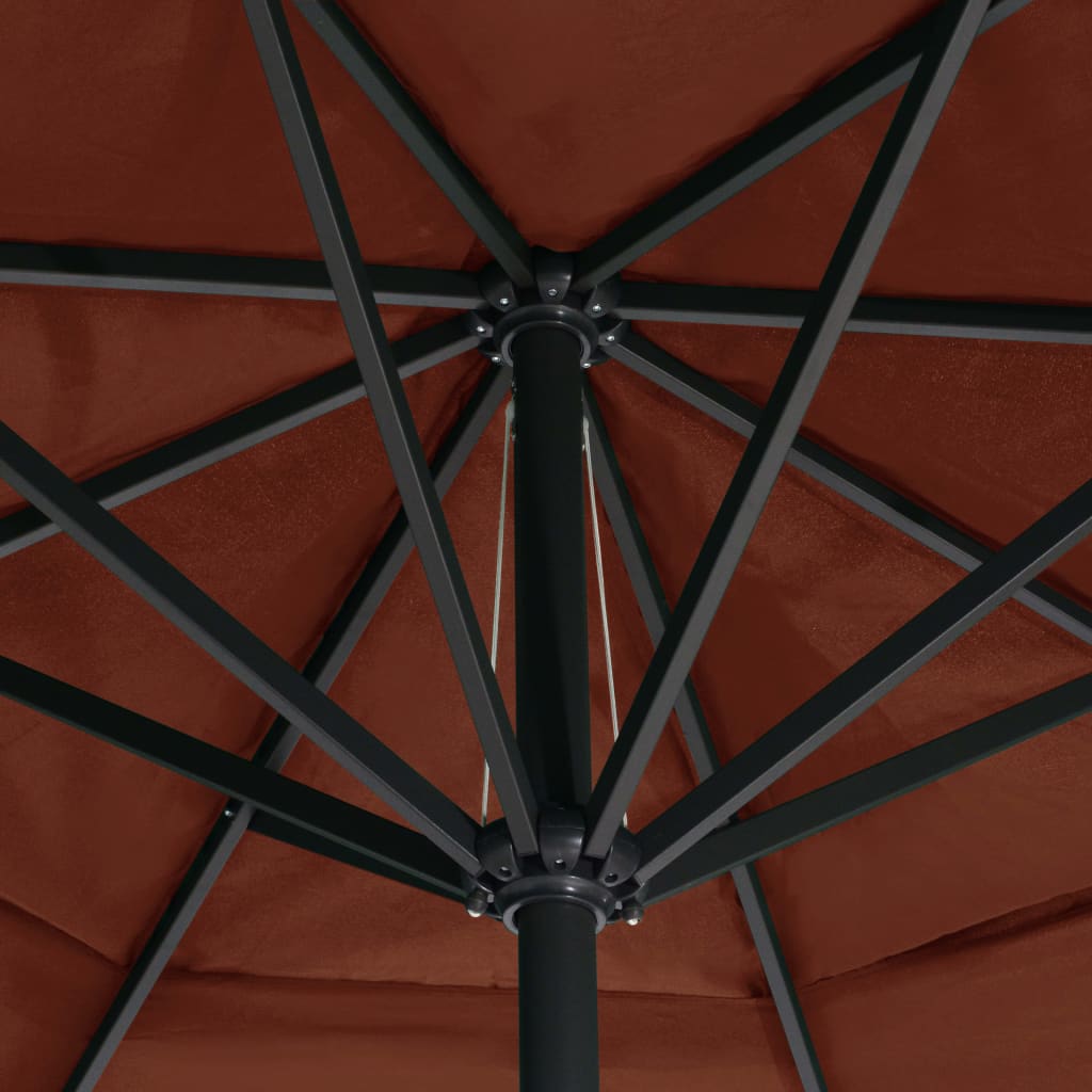 Градински чадър с алуминиев прът, 600 см, теракота 