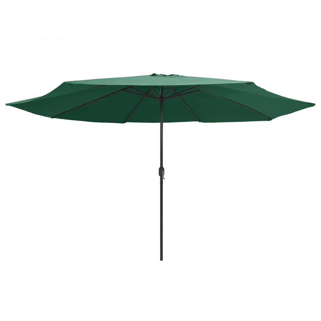 Градински чадър с метален прът, 400 см, зелен