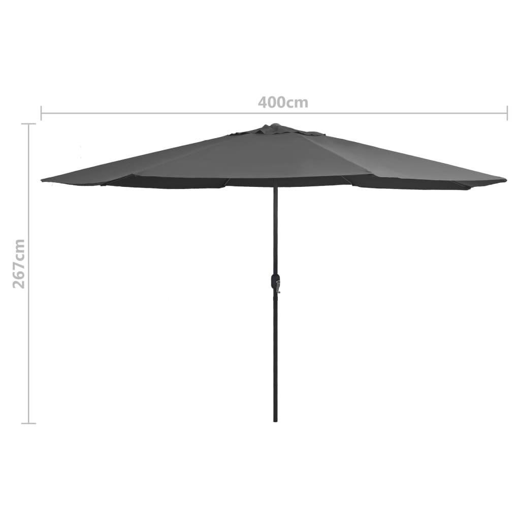 Градински чадър с метален прът, 400 см, антрацит