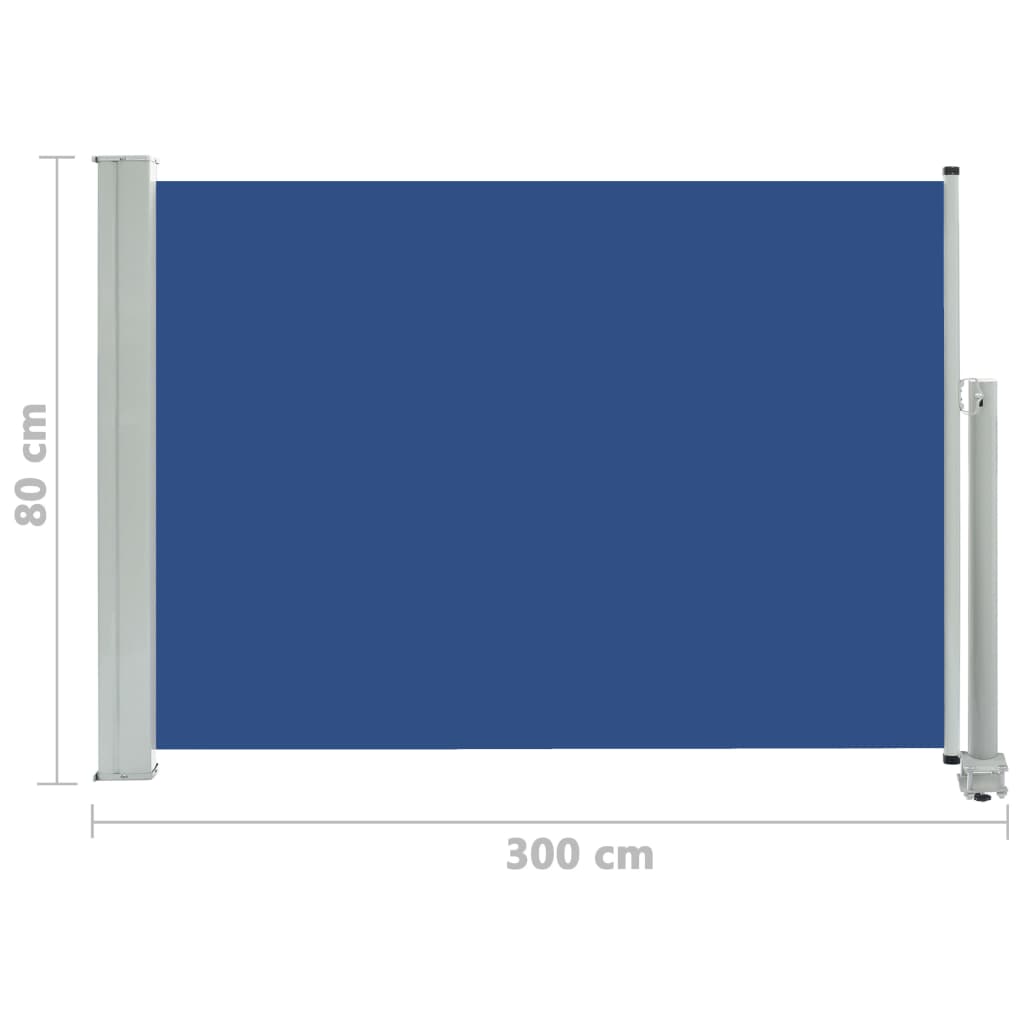 Прибираща се дворна странична тента, 80x300 см, синя