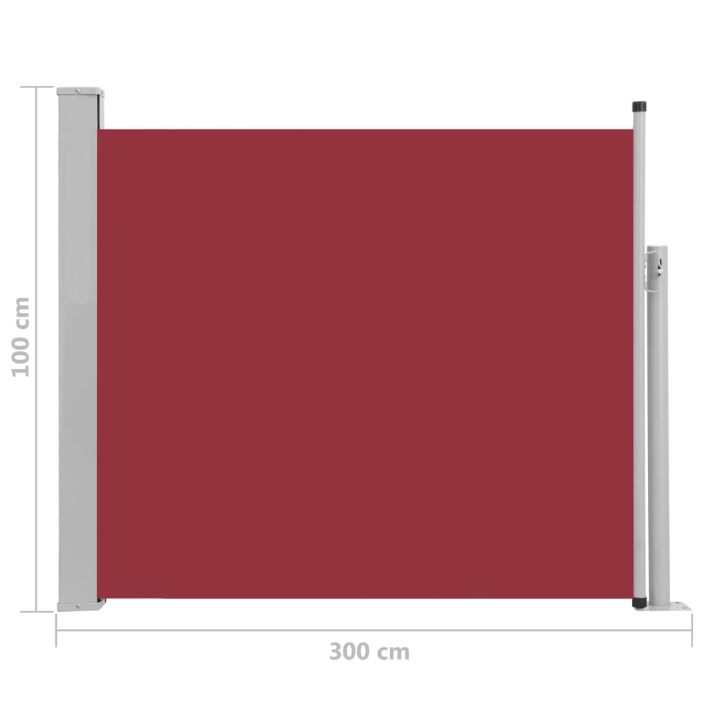 Прибираща се странична тента, 100х300 см, червена