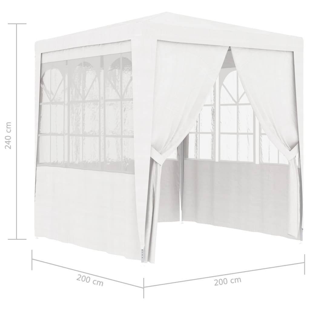 Професионална парти шатра със стени 2x2 м бяла 90 г/кв.м.