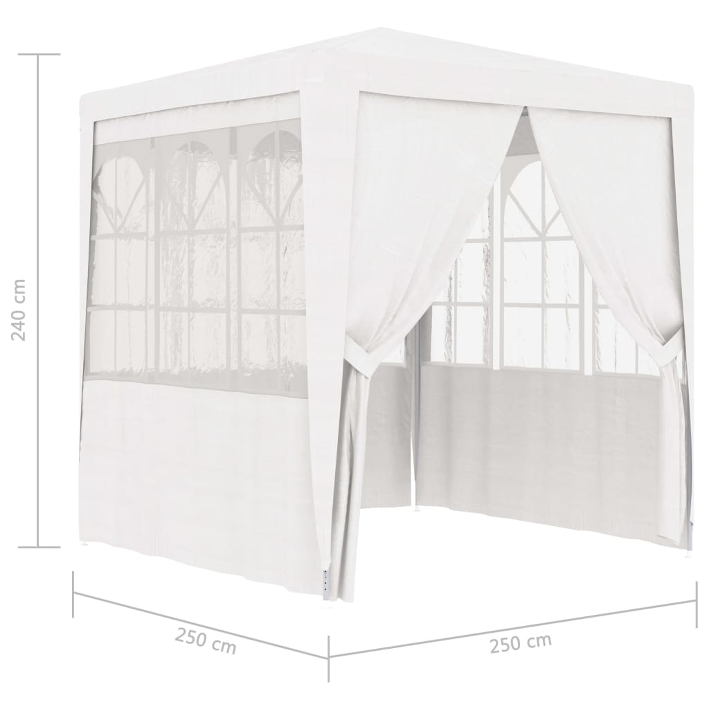 Професионална парти шатра със стени 2,5x2,5 м бяла 90 г/кв.м.