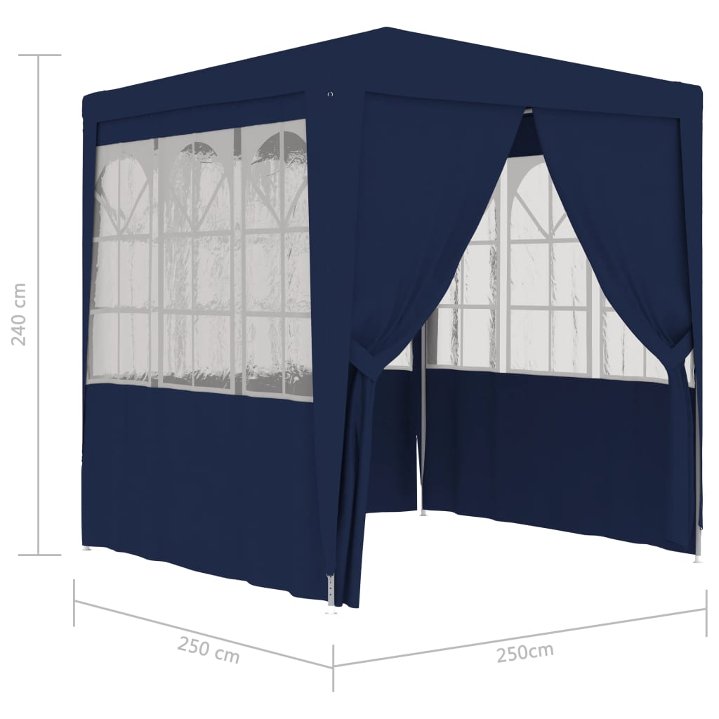 Професионална парти шатра със стени 2,5x2,5 м синя 90 г/кв.м.