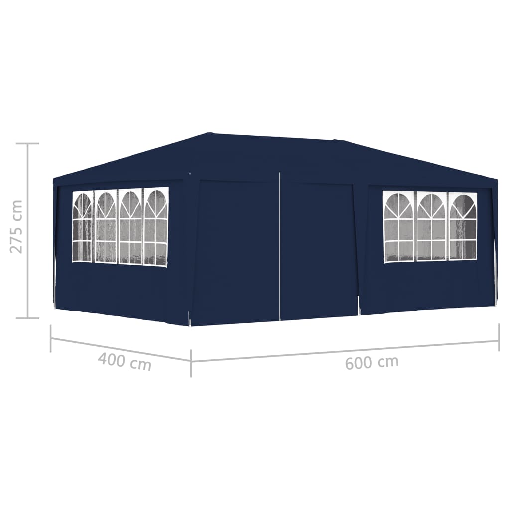 Професионална парти шатра със стени 4x6 м синя 90 г/кв.м.