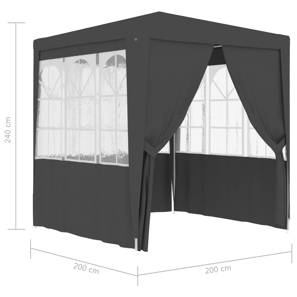 Професионална парти шатра със стени 2x2 м антрацит 90 г/кв.м.